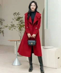 A stylish lady in red coat