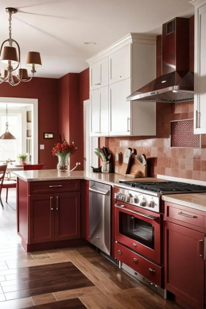 Vibrant Kitchen with Red Cabinets,