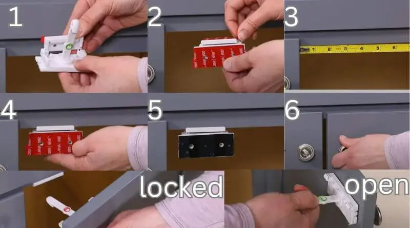 how to install child-proof adhesive catch lock