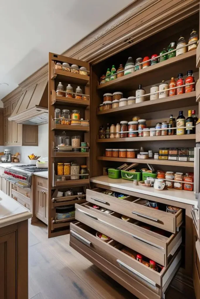 roll-out storage options in a gourmet kitchen