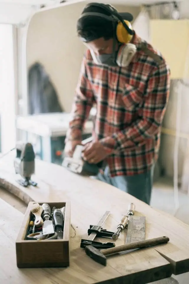 cabinet maker working in a kitchen